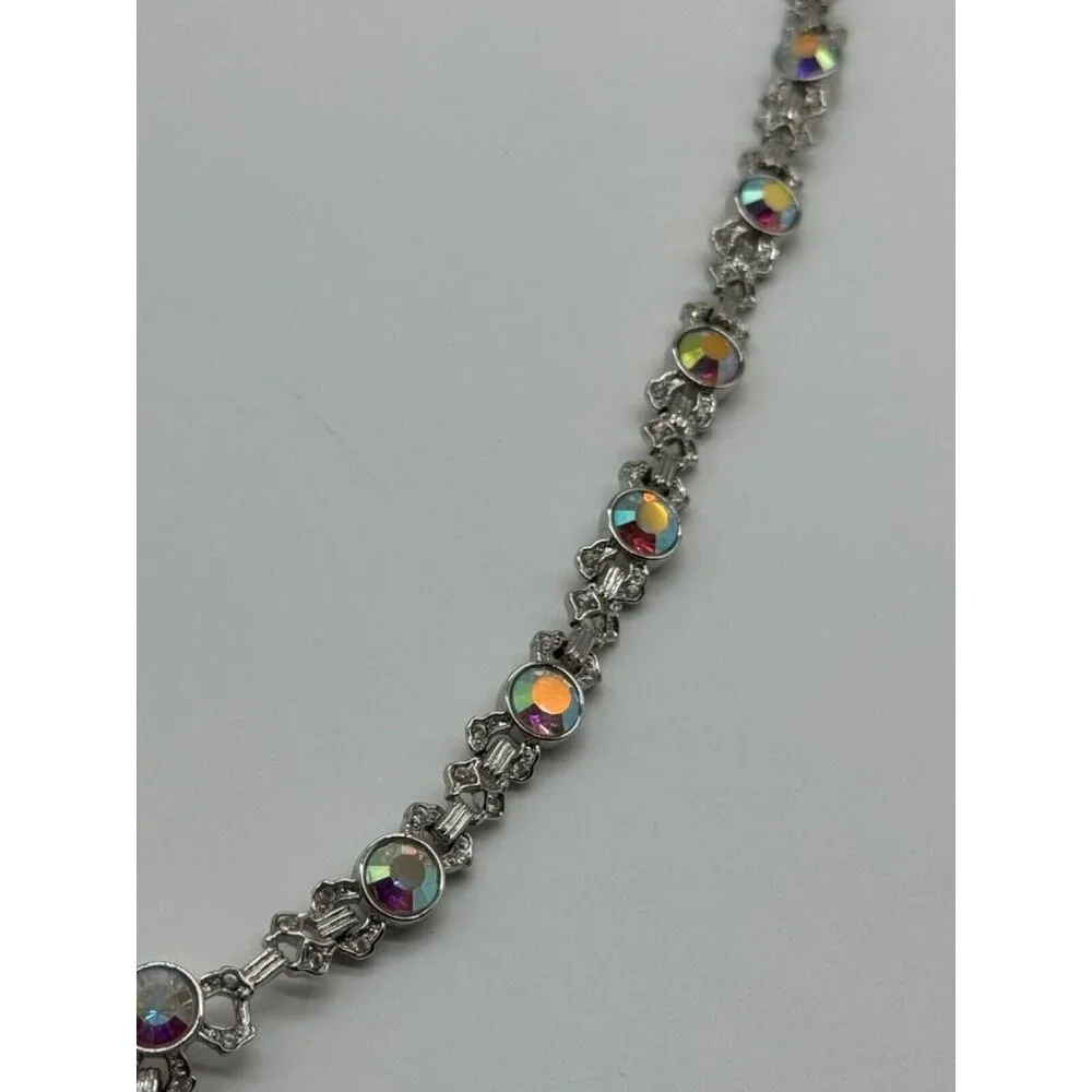 Nolan Miller Glamour Collection Roxanne AB‎ Rhinestone Silver Tone Necklace